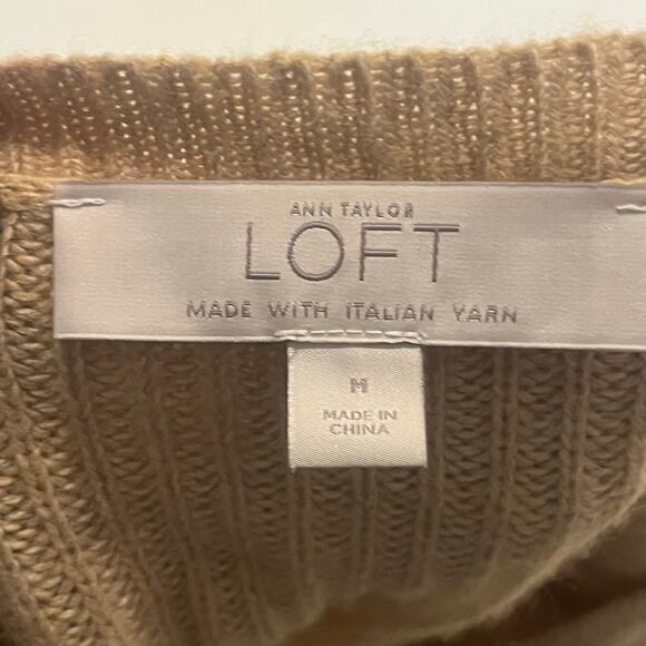 Loft Women Medium Camel Oversized Tunic Pullover Sweater Wool Blend V Neck - Picture 7 of 7